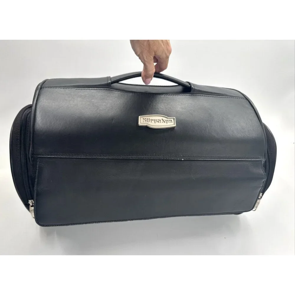 Kuryakyn Black Leather Motorcycle Tour Trunk Roll Bag Hard Case 4142 No Strap